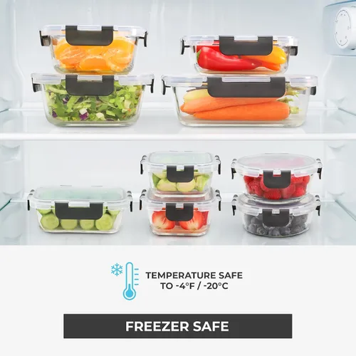 Miniatura 11 de Freshware Contenedores de almacenamiento de vidrio con tapas, 24 piezas, 12 recipientes con 12 tapas, recipiente de vidrio para preparación