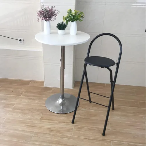 Taburetes de bar modernos para desayuno, taburete plegable de madera con reposapiés trasero, taburete de bar plegable, altura de 26 pulgadas/28