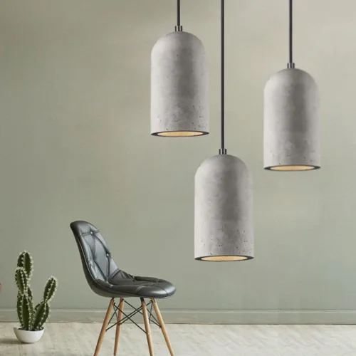 Miniatura 2 de Paquete de 2 luces colgantes de cemento gris, moderna lámpara colgante de techo de hormigón de 3.5 pulgadas, altura ajustable de 78 pulgadas