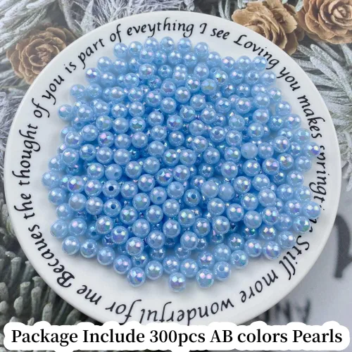 Miniatura 2 de 300 cuentas de perlas para manualidades de 0.315 pulgadas (0.315 in), cuentas redondas sueltas de perlas para collares, pulseras, aretes, Azul claro