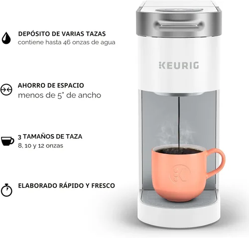 Miniatura 4 de Keurig - Cafetera K-Slim de una sola porción con cápsulas K-Cup, tecnología MultiStream, 3 tamaños de preparación, diseño delgado y elegante, Blanco