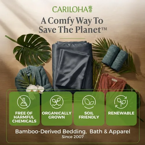 Miniatura 9 de Cariloha Resort - Juego de sábanas de viscosa de bambú 100% orgánico, 4 piezas, bolsillos extra profundos de 18 pulgadas, tejido satinado