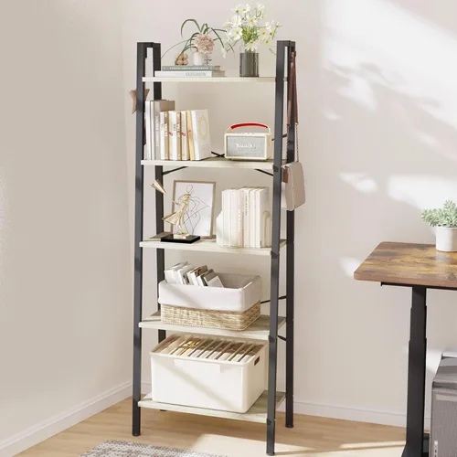 Miniatura 28 de Hzuaneri - Estantería escalera, estantería con soporte para libros, estante de almacenamiento de esquina independiente con 2 ganchos para oficina