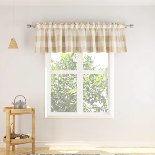 Miniatura 103 de Cenefas de cortina para ventana de 16 pulgadas de largo, 2 paneles de cuadros búfalo, cortinas pequeñas con bolsillo para barra, estilo clásico
