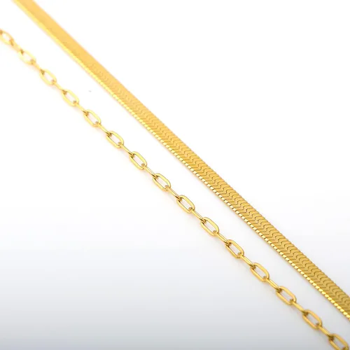 Miniatura 7 de JoycuFF Collar de oro para mujer, delicado collar de gargantilla en capas para mujer, caja de clip de serpiente, cuerda Figaro, collar de cadena