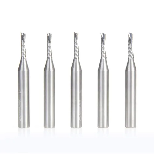 Miniatura 6 de Amana Tool 51515 CNC SC espiral O sola flauta de corte de plástico 1/16 D x 1/4 CH x 1/8 SHK x 2 pulgadas de largo corte descendente broca
