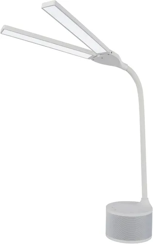 Miniatura 3 de OttLite Lámpara de escritorio LED con doble cabezal y altavoz Bluetooth, regulable con control táctil y modos de color, puerto de carga USB, LED