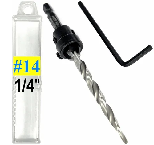 Miniatura 14 de FTG USA Juego de brocas avellanadoras de madera ajustable, 5 piezas, broca avellanadora #4 #6 #8 #10 #12 con broca cónica para carpintería