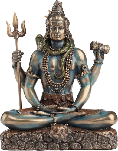 Veronese Design Lord Shiva in Lotus Pose Hindu God Destroyer of Evil - Estatua de resina de 6.2 pulgadas de alto, acabado en bronce