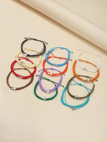 Miniatura 18 de Conjunto de pulseras de playa para hombres y mujeres, pulseras para hombres, pulseras bohemias hechas a mano, pulseras envolventes de joyería