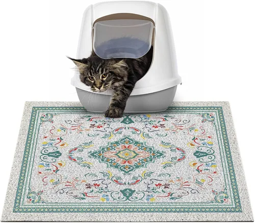 Miniatura 48 de Glittme Alfombrilla de Arena para Gatos con Base Antideslizante, Alfombrilla de Caja de Arena Impermeable que Atrapa la Arena, Fácil de Limpiar