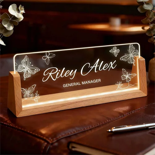 Miniatura 14 de Placa de identificación personalizada con luz para escritorio, letrero de oficina personalizado para empleados profesionales, regalos