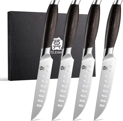 Miniatura 11 de WILDMOK Juego de bloque de cuchillos de cocina, juego de 17 piezas con bloque de madera, juegos de cuchillos de cocina de acero alemán con picador
