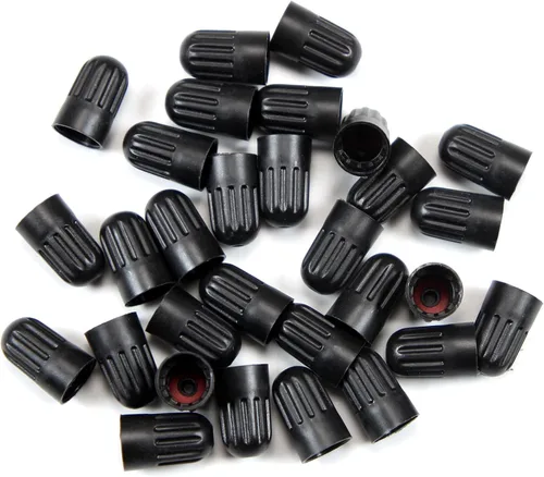 Miniatura 6 de Dsycar Paquete de 30 tapas de válvula de vástago de neumático TPMS, tapas de vástago de válvula de neumático de plástico negro de largo con junta
