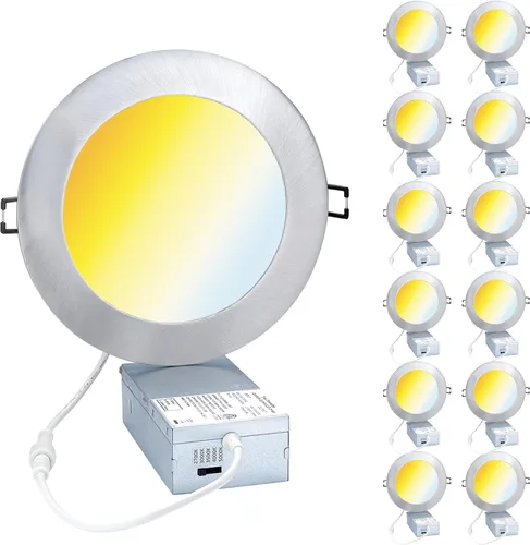 Miniatura 12 de POPANU Luz empotrable LED de 4 pulgadas, regulable, ultrafina, para techo, luz descendente, luz LED sin lata, tipo IC CCT, intercambiable, acabado
