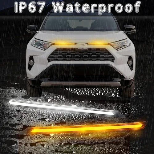 Miniatura 4 de 2 piezas de luces LED de parrilla, barra LED frontal secuencial, luces LED de circulación diurna compatibles con Toyota RAV4 2019-2023, señal