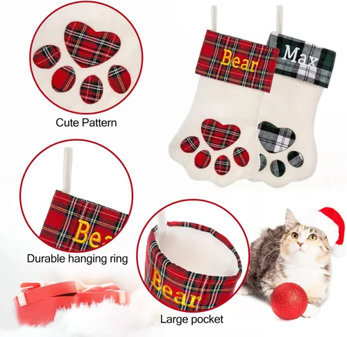 Miniatura 2 de Calcetín de Navidad Personalizado Grande Tejido Personalizado Bordado con Nombre Calcetín de Navidad para Familia Niños Mascotas Decoración