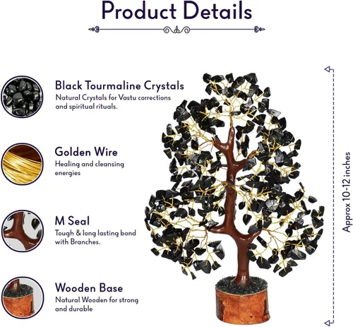 Miniatura 2 de Árbol de cristal, árbol de turmalina, bonsái artificial, 10-12 pulgadas, decoración de chakras, decoración para el hogar, oficina, árbol de dinero