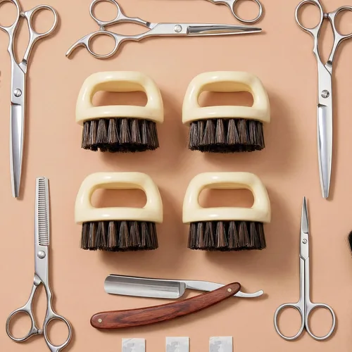 Miniatura 6 de Paquete de 4 cepillos para barba para hombres, cepillos de barba, cepillo de barbero para nudillos, cepillos para cara y cuello, suministros