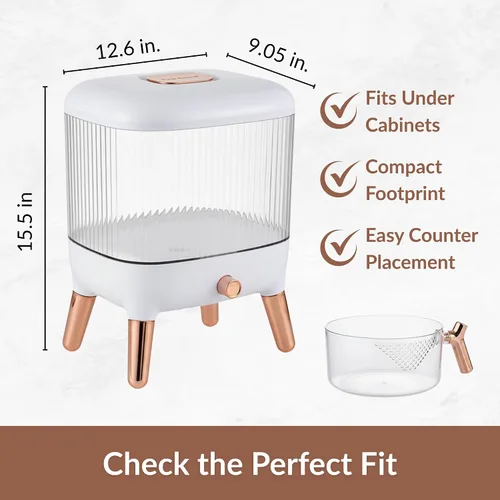 Miniatura 5 de FromUS2U - Recipiente de arroz, dispensador hermético de granos de 25 libras, dispensador de cereales grande para cocina, contenedor de alimentos