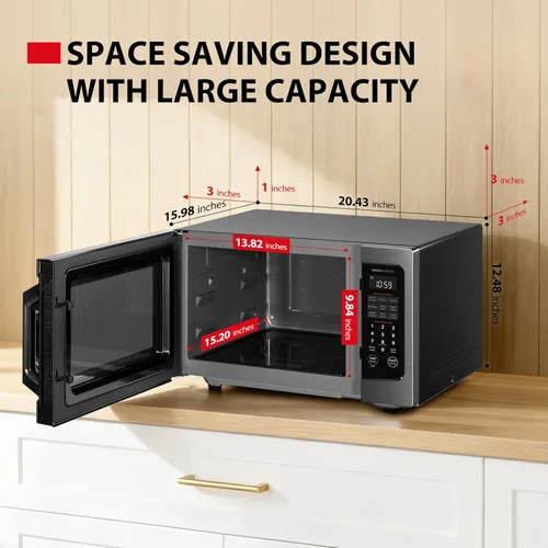 Miniatura 3 de TOSHIBA Horno de microondas con diseño de plataforma plana/sin plato giratorio con tecnología inversor, sensor inteligente, función de silencio