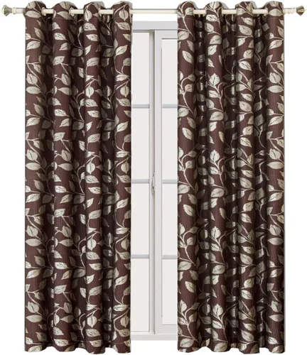 Miniatura 3 de Royal Tradition Charlotte - Juego de 2 cortinas jacquard de 104 pulgadas de ancho x 63 pulgadas de largo, color moca