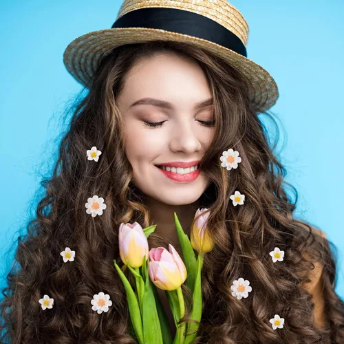 Miniatura 2 de BBTO 24 pinzas pequeñas para el pelo de flores para niñas y mujeres, horquillas pequeñas para el pelo de boda, dama de honor, novia, accesorios
