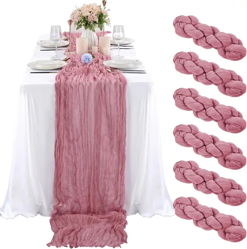 Miniatura 15 de 10 piezas de camino de mesa de estopilla en azul bebé 10 pies, camino de mesa de gasa para recepción de boda, despedida de soltera, fiesta
