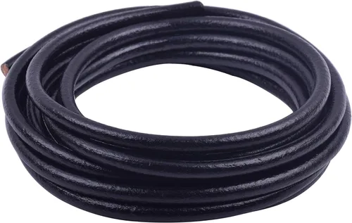 Miniatura 11 de KONMAY Cordón redondo de cuero real de 0.039 pulgadas, cordón de cuero negro de 25 yardas para hacer joyas, collares, pulseras y manualidades