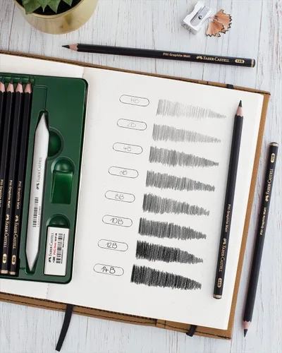 Miniatura 4 de Faber-Castell 3 Lápices de Grafito Mate Pitt en Lata - 10B, 12B, 14B - Lápices de Grafito Negro Mate