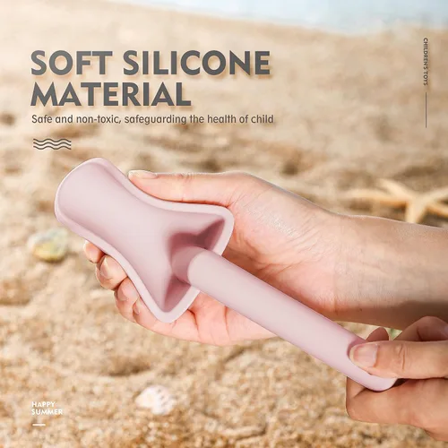 Miniatura 6 de MarcZero 11 juguetes de playa de silicona, modernos juguetes de playa para bebés, juego de playa apto para viajes, cubo de silicona, pala, 8 moldes