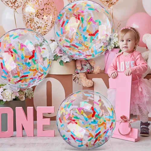 Miniatura 6 de Civaner 10 bolas inflables de playa con purpurina de 16 pulgadas, bola grande de confeti brillante para piscina, globo inflable transparente, Negro