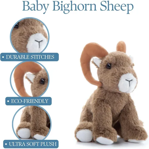 Miniatura 3 de The Petting Zoo Bighorn - Peluche de oveja, regalos para niños, animales salvajes del zoológico de Onez Babiez, peluche de oveja borregosa, 6
