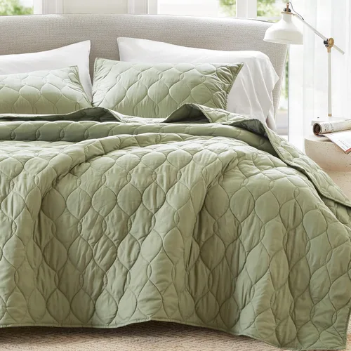 Miniatura 17 de Comfort Spaces Juego de edredón de tamaño King extragrande de color blanco de 120 x 118 pulgadas, colcha acolchada de microfibra ligera de verano