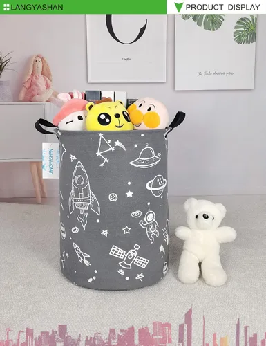 Miniatura 3 de Contenedor de almacenamiento, canasta organizadora plegable de tela de lona para cesto de ropa sucia, contenedores de juguetes, cestas de regalo
