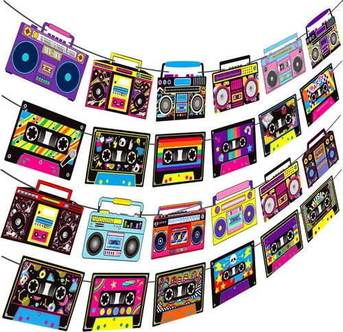 Miniatura 2 de Cinta de casete para fiestas, decoración de fiesta, 4 unidades de radio, boombox, decoración de fiesta de 1980, decoración de fiesta de hip hop