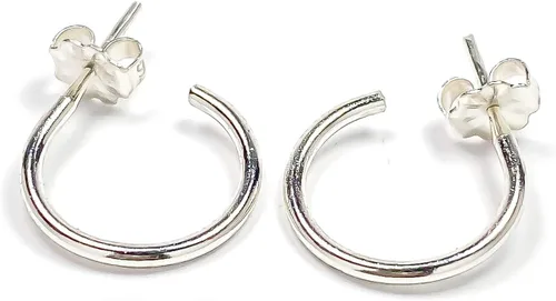 Miniatura 8 de Aretes de aro de plata de ley, plata de ley 925, 0.472 in, 16 ga, aretes de aro para mujer, aretes de aro de plata hipoalergénica, aretes de aro