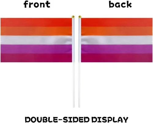 Miniatura 3 de Bandera Lesbiana Pequeña Mini Banderas de Orgullo Lésbico de Mano en Palos para Desfiles Fiestas Festivales Decoraciones Bandera de mano lesbiana