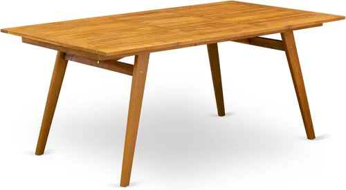 Miniatura 3 de East West Furniture DEDK9CWNA - Juego de comedor de 9 piezas para patio al aire libre, incluye una mesa rectangular de madera de acacia y 8 sillas