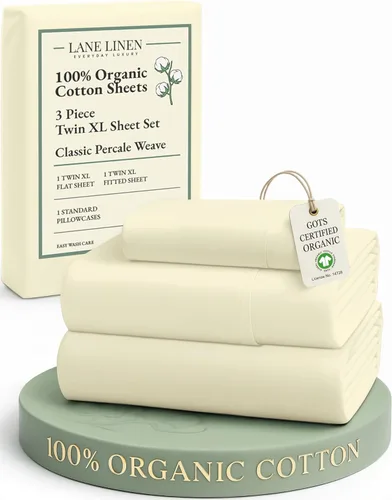 Miniatura 190 de LANE LINEN Sábanas 100% algodón orgánico para cama tamaño King, sábanas de percal suave, transpirables, de lujo, estilo hotelero, lavables a 09