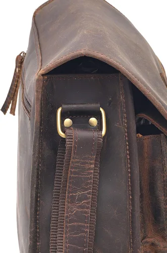 Miniatura 5 de Bolso cruzado de cuero de 14 pulgadas para mujer, bolso de hombro para mujer, bolso de viaje de grano completo, Vintage