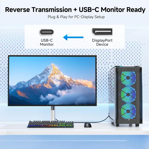 Miniatura 5 de Cable Matters Cable bidireccional USB-C a DisplayPort 2.1 de 40 Gbps - 3.0 ft / 3 pies, DP40 (UHBR10), 8K @120Hz / 4K a 480Hz, cable DisplayPort a