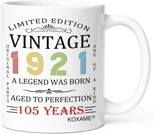Miniatura 59 de Regalos de cumpleaños número 100 para hombres, taza de café vintage de 1926 de 11 onzas para mujeres, regalo de broma para hombre de 100 años