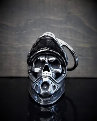 Miniatura 6 de Bravo Bells Campana de casco de calavera de motocross, accesorio de campana de motociclista o llavero para buena suerte en la carretera