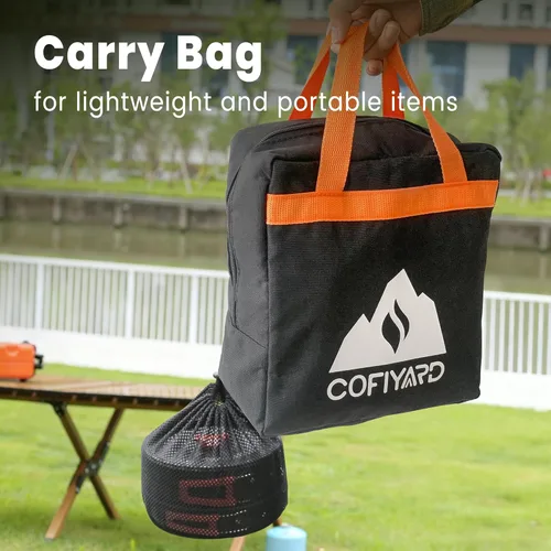 Miniatura 7 de Cofiyard Kit de estufa de propano de 2 quemadores para acampar con utensilios de cocina, estufa de gas propano plegable al aire libre, estufa