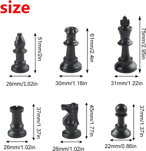 Miniatura 3 de Andux Juego de Ajedrez Piezas de Ajedrez y Tablero Rollable QPXQ-01 (Negro, 13.8x13.8 in)