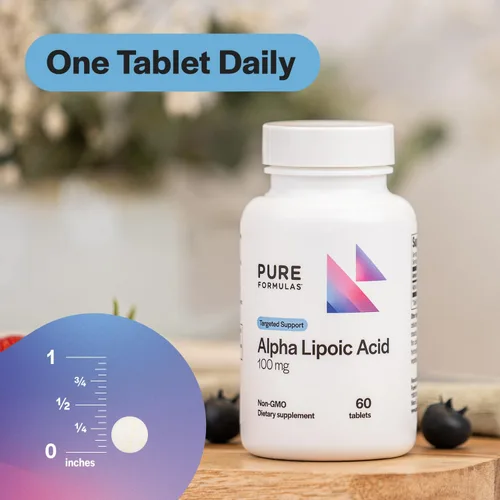 Miniatura 4 de PureFormulas Ácido alfa lipoico 100 mg ALA Suplemento para apoyo hepático, antioxidantes, nervios y salud cardiovascular Acido Alfa Lipoico 100 mg