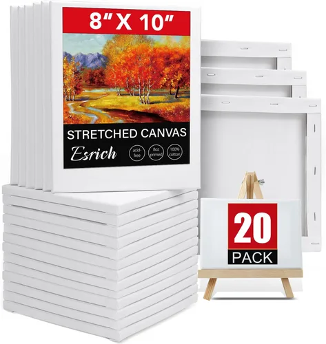 Miniatura 8 de ESRICH Paquete de 40 lienzos entelados para pintar de 8x10, lienzos en blanco para pintar - Algodón imprimado, lienzos de arte para pintura al óleo