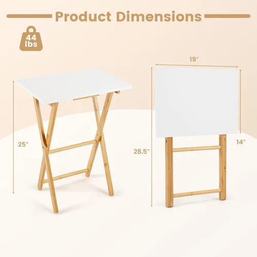 Miniatura 3 de Giantex Mesa plegable para TV – Juego de 2 bandejas de TV de bambú para comer en el sofá, sofá plegable para espacios pequeños, sala de estar