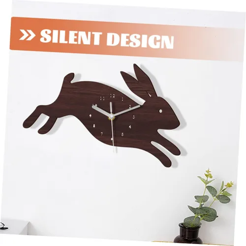 Miniatura 7 de BESPORTBLE Reloj de pared en forma de conejo Reloj de pared de madera para el hogar del niño
